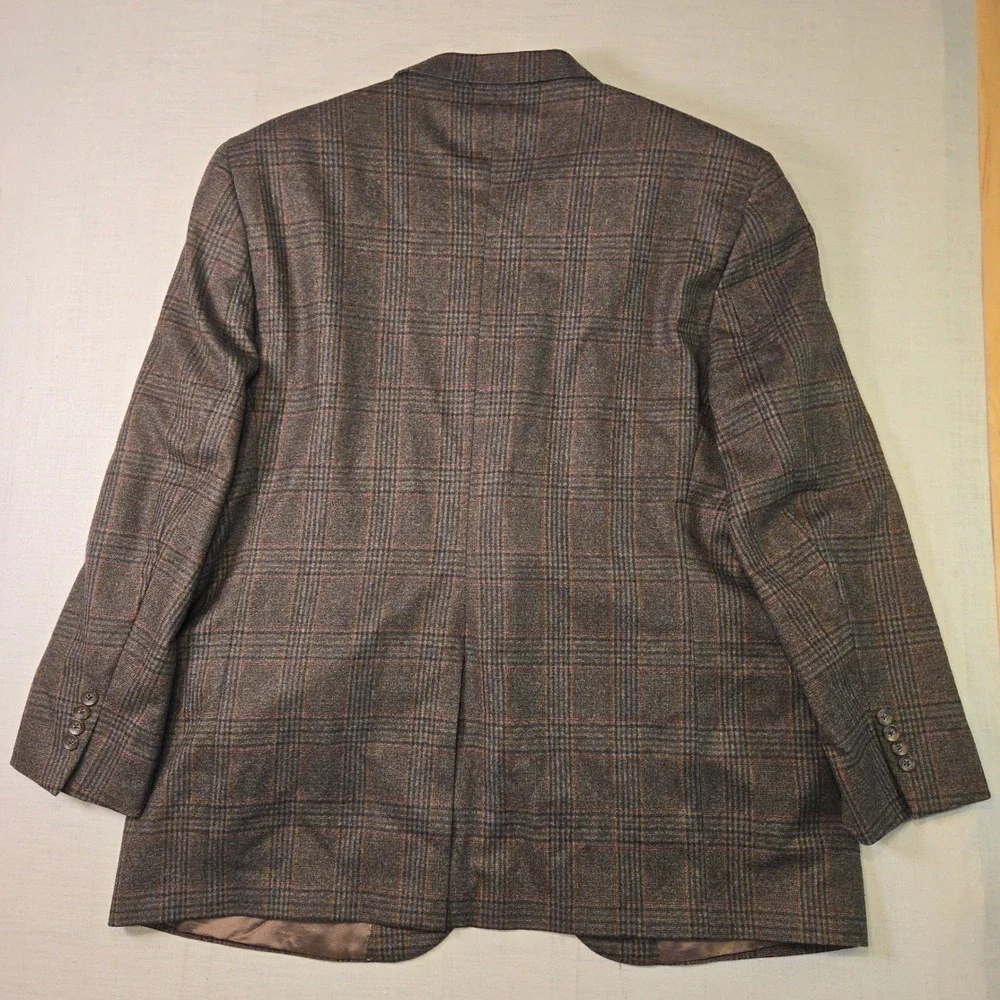 Loro Piana Cremieux Sport Coat 48R Mens Brown Glen Plaid Wool Blazer Jacket Can